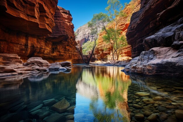 Photo karijini national parks hamersley gorge spa pool western australia