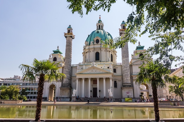 Karlskirche, a famous baroque church of Vienna in Austria.