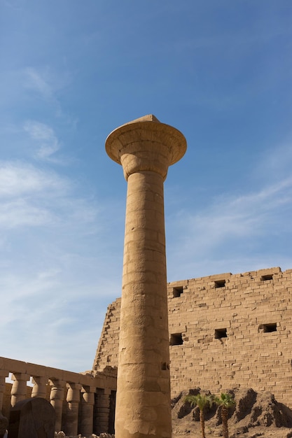 Karnaktempel Kolossale sculpturen van het oude Egypte in de Nijlvallei in Luxor In reliëf gemaakte hiërogliefen op de wallx9