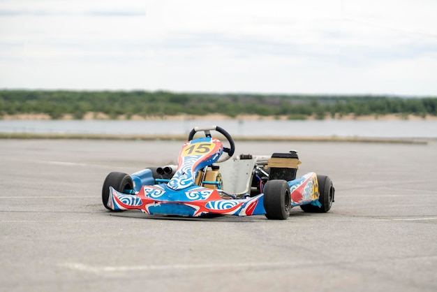 A karting machine vehicle parked near racetrack gokart\
hobby