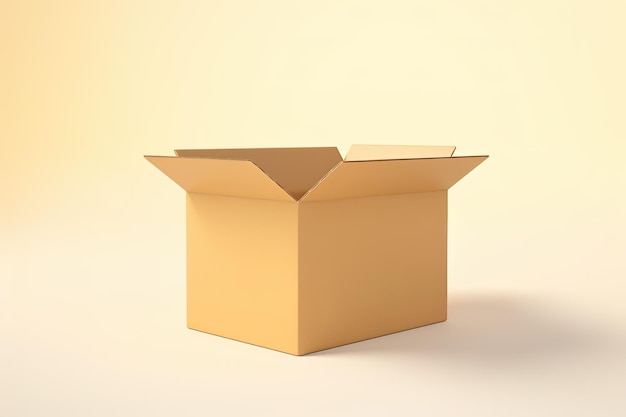 Kartonnen doos met geopend deksel geïsoleerd op beige achtergrond