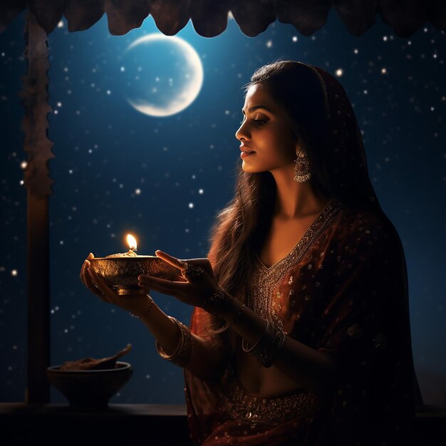 Karwa Chauth Beelden Karwa Chaith Achtergrond Karwa Chaut Sociale media Banner Karwa chauth Wensen