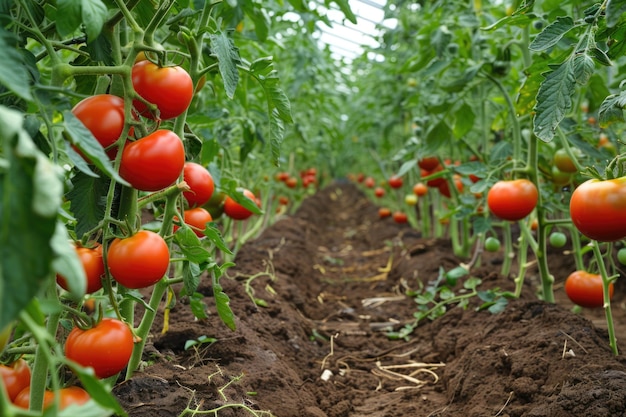 kas met rijen tomatenplanten zaadjeskwekerij slimme landbouw innovatieve biologische landbouw