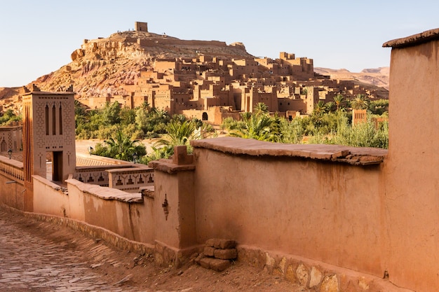 Kasbah Ait ben Haddou in Morocco with fortres and traditional clay houses