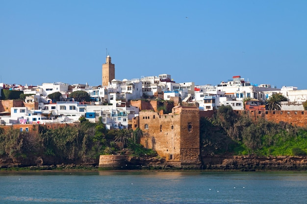 The Kasbah of the Udayas up the cliff over the River Bou Regreg