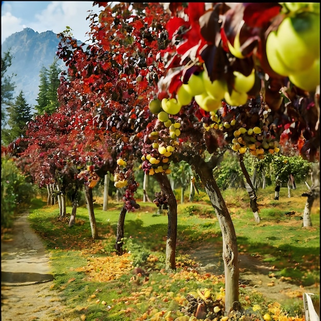 Kashmir apple amp grape garden scenery