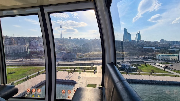 Kaspische Zee, Baku-stad, uitzicht vanaf Baku-oog, reuzenrad