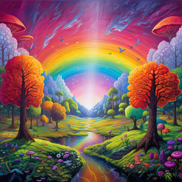 Kassy a vibrant rainbow scene