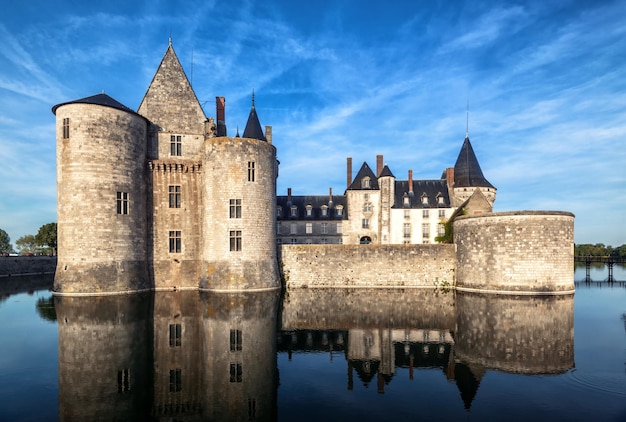 Kasteel chateau de SullysurLoire Frankrijk Het is oriëntatiepunt van de Loire-vallei