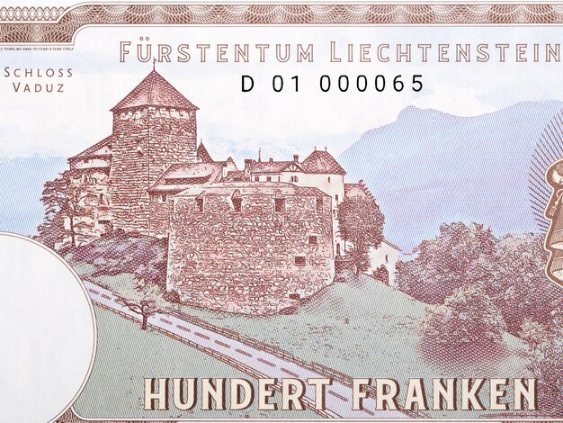 Kasteel Vaduz uit Liechtenstein geld