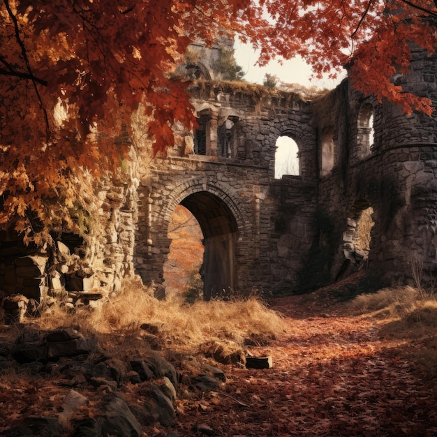 Kasteelruïnes in de herfst