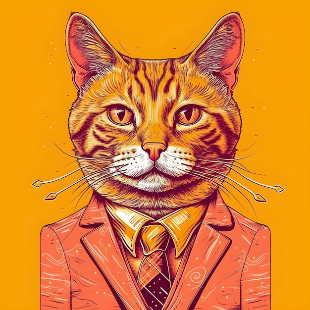 Kat avatar illustratie plat ontwerp voor tshirt sticker ansichtkaart of poster