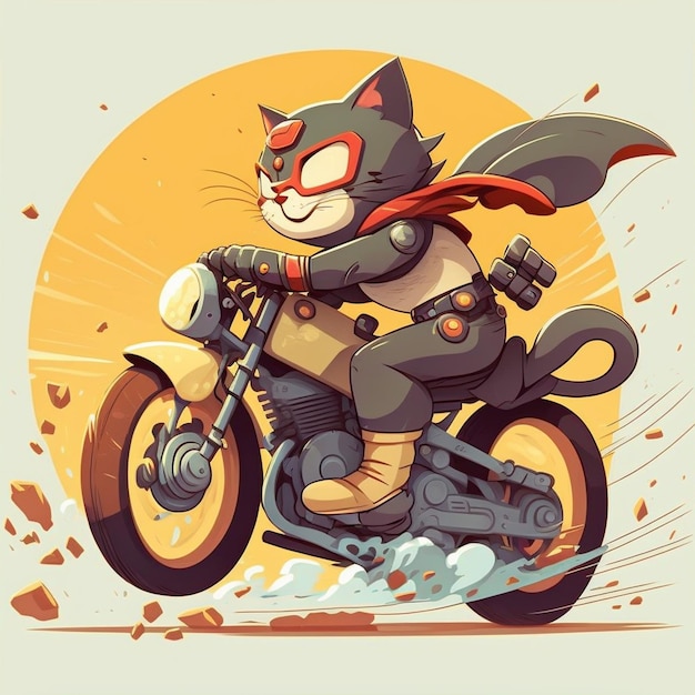 Kat die op een motorfiets rijdt vector