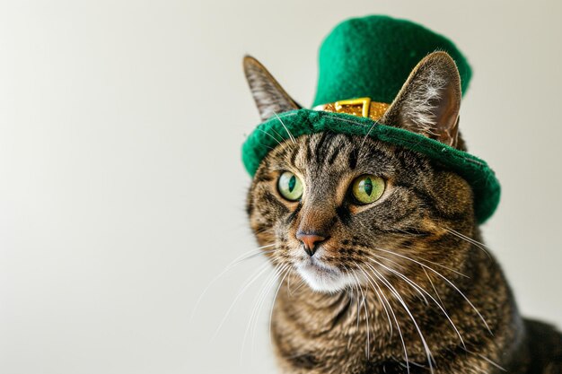 Kat die Stpatricks dagkostuum draagt.