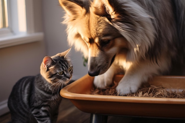 Kat en hond samen Diervriendschap