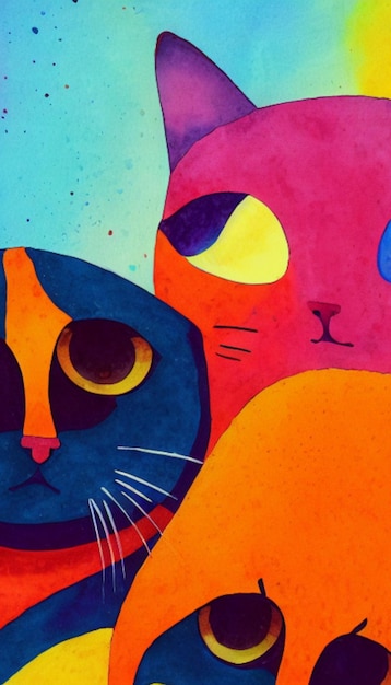Kat illustratie kleurrijke kat ontwerp textuur stijl