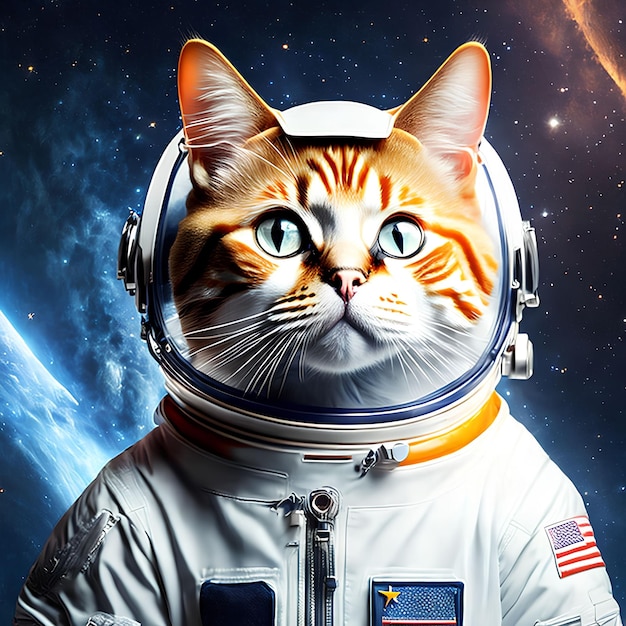 Kat in astronautenpak generatieve kunst door AI