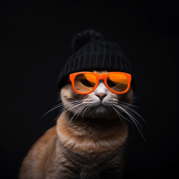 kat met bril en zwarte hoed
