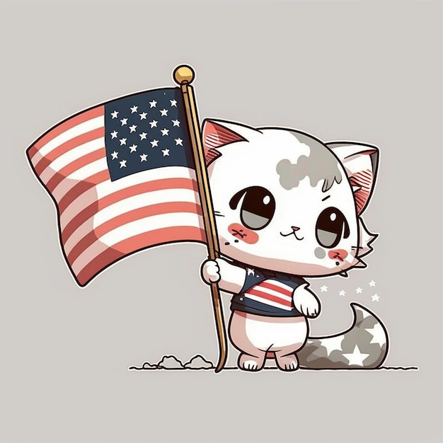 Kat met een Amerikaanse vlag vector