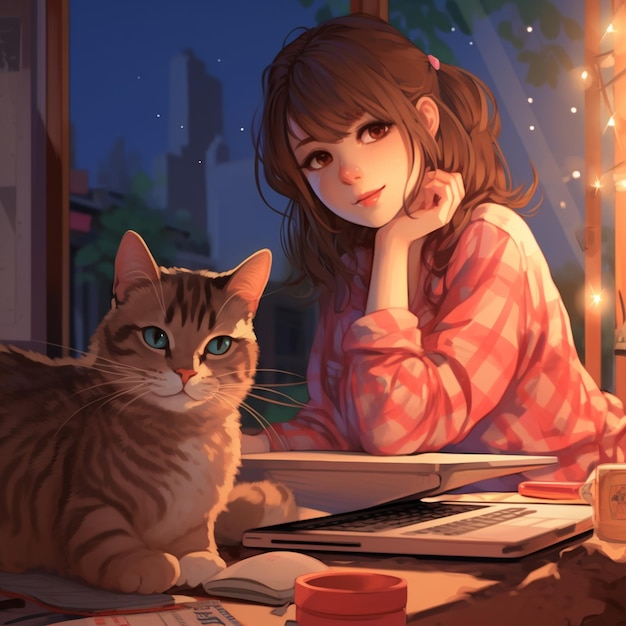 kat naast een meisje