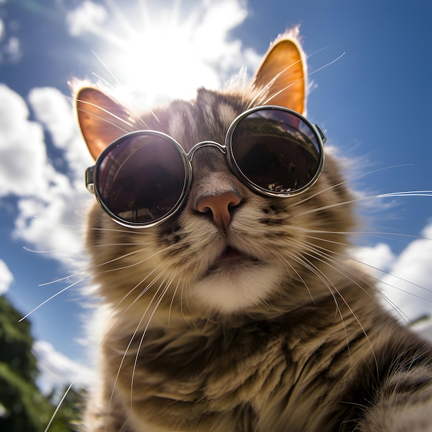 Foto kat neemt selfie foto grappige antropomorfe dieren