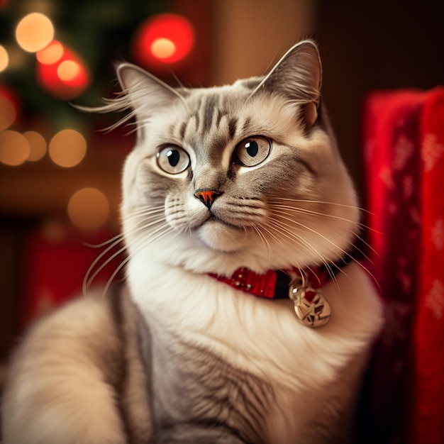 Kat portret kerst illustratie kittie