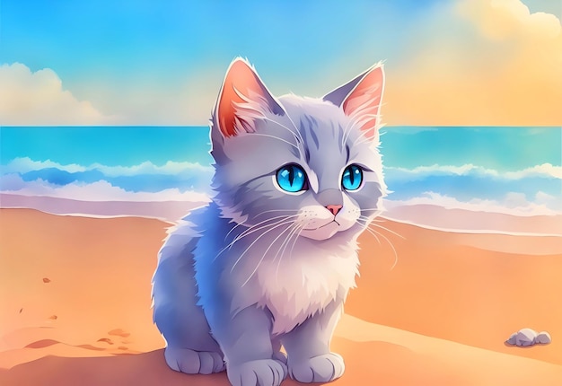 Kat schattig en schattig op kleurrijke achtergrond