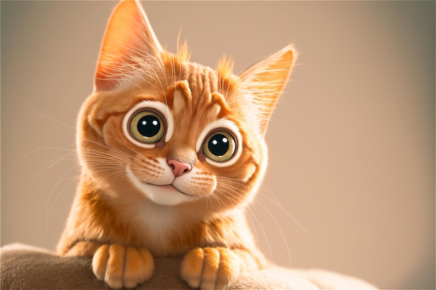 Kat schattig huisdier baby glimlachen cartoon geïsoleerd onscherpe achtergrond Illustratie dierenwinkel selectieve aandacht gegenereerd AI