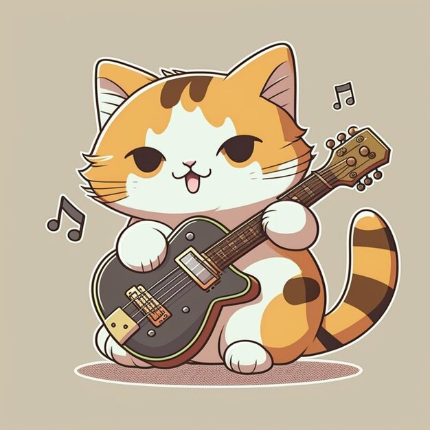 Kat speelt een gitaar vector illustratie