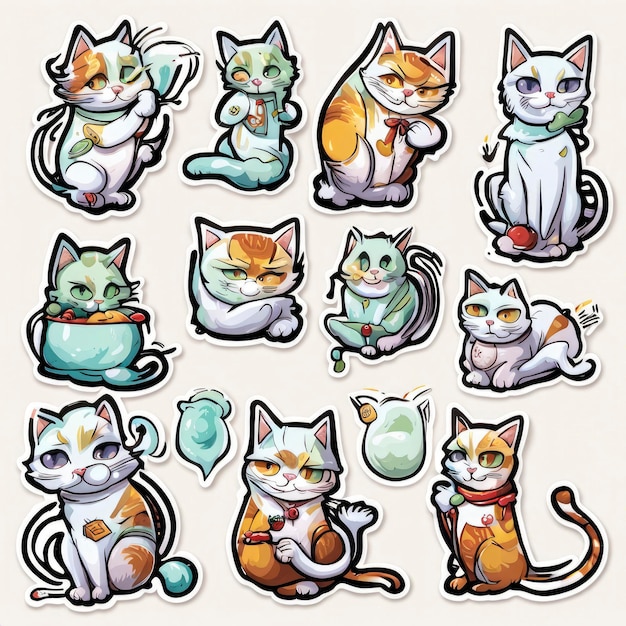 Kat sticker illustratie