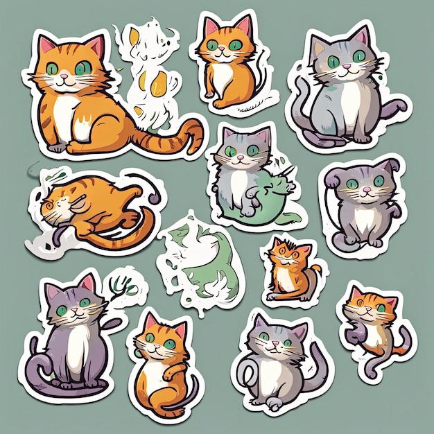 Kat sticker illustratie