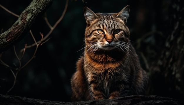 Katachtige schoonheid in de natuur starend met rust gegenereerd door AI