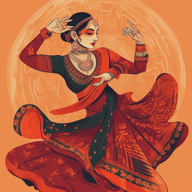 Kathak danser illustratie