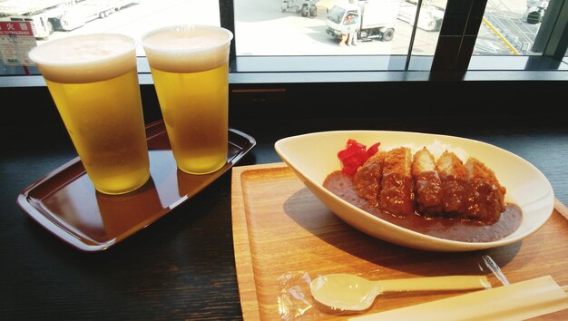 Katsu-curry and beer at narita-airport