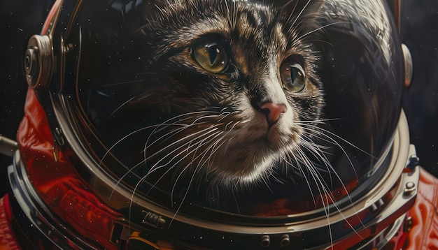 Katten-astronaut in een ruimtehelm