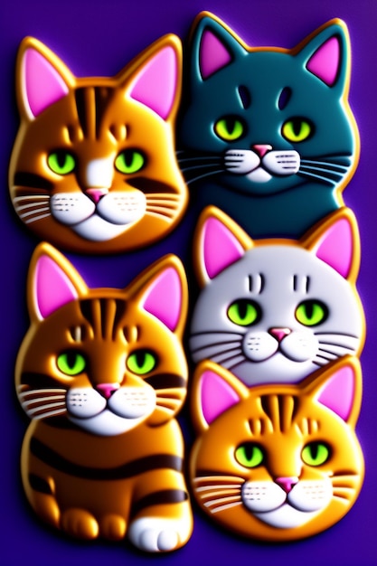 Katten naadloos patroon illustratie zeer gedetailleerde scherpe details gegenereerd Ai