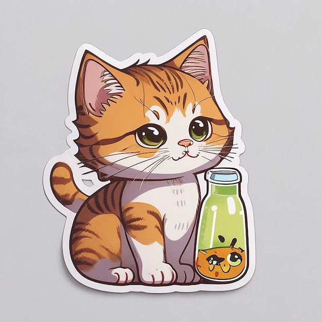 Katten sticker vel kunst cartoon pictogram gefermenteerde kat witte achtergrond geen achtergrond illustratie