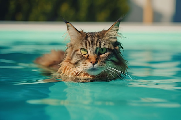 Katten zomerzwembad Genereer Ai