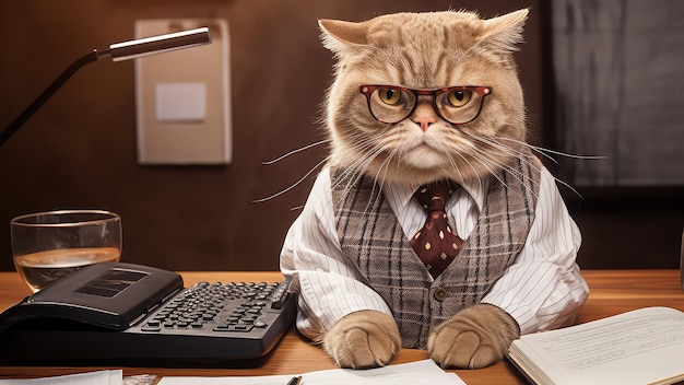 Kattenaccountant bij het bureau