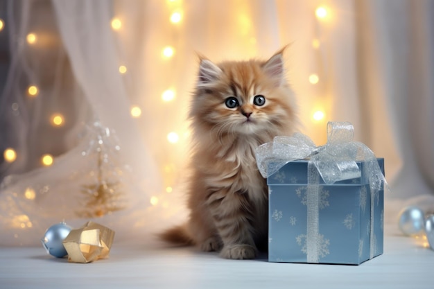 kattenachtergrond met geschenkdoos