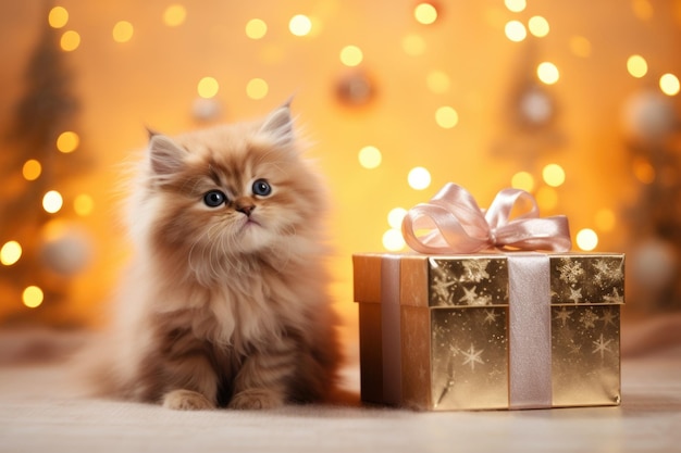 kattenachtergrond met geschenkdoos