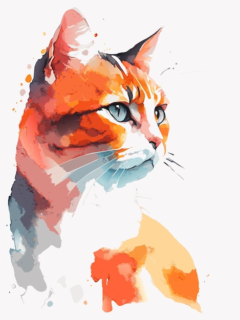 Kattenfoto Aquareltechniek