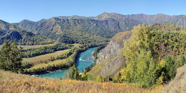 Over the Katun River in the Altay Mountains autumn