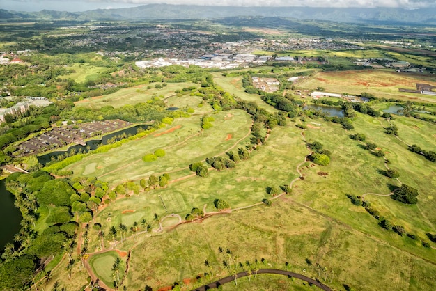 kauai golf course in Hawaii aerial view