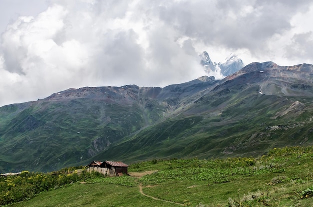Kaukasusgebergte Svaneti Georgië kleurrijk Svaneti Kaukasisch dorpsberglandschap