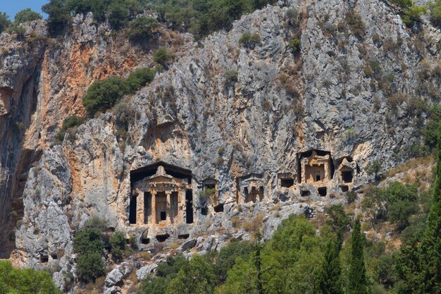 Kauniaanse rotsgraven uit Dalyan Ortaca, Turkije