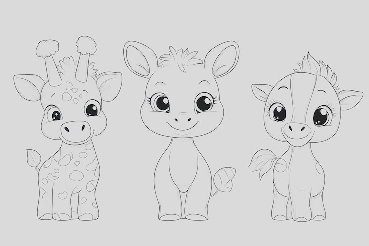 Photo kawaii animal coloring page for kids