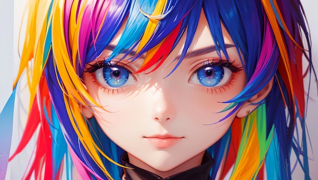 Kawaii anime girl painting art style