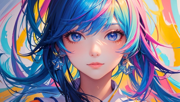 Premium AI Image | Kawaii anime girl painting art style