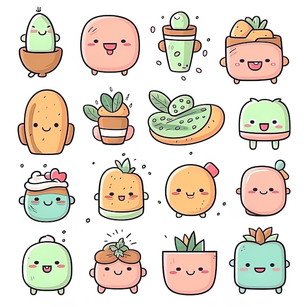 Kawaii Avocado Vector Icons Adorable Delights